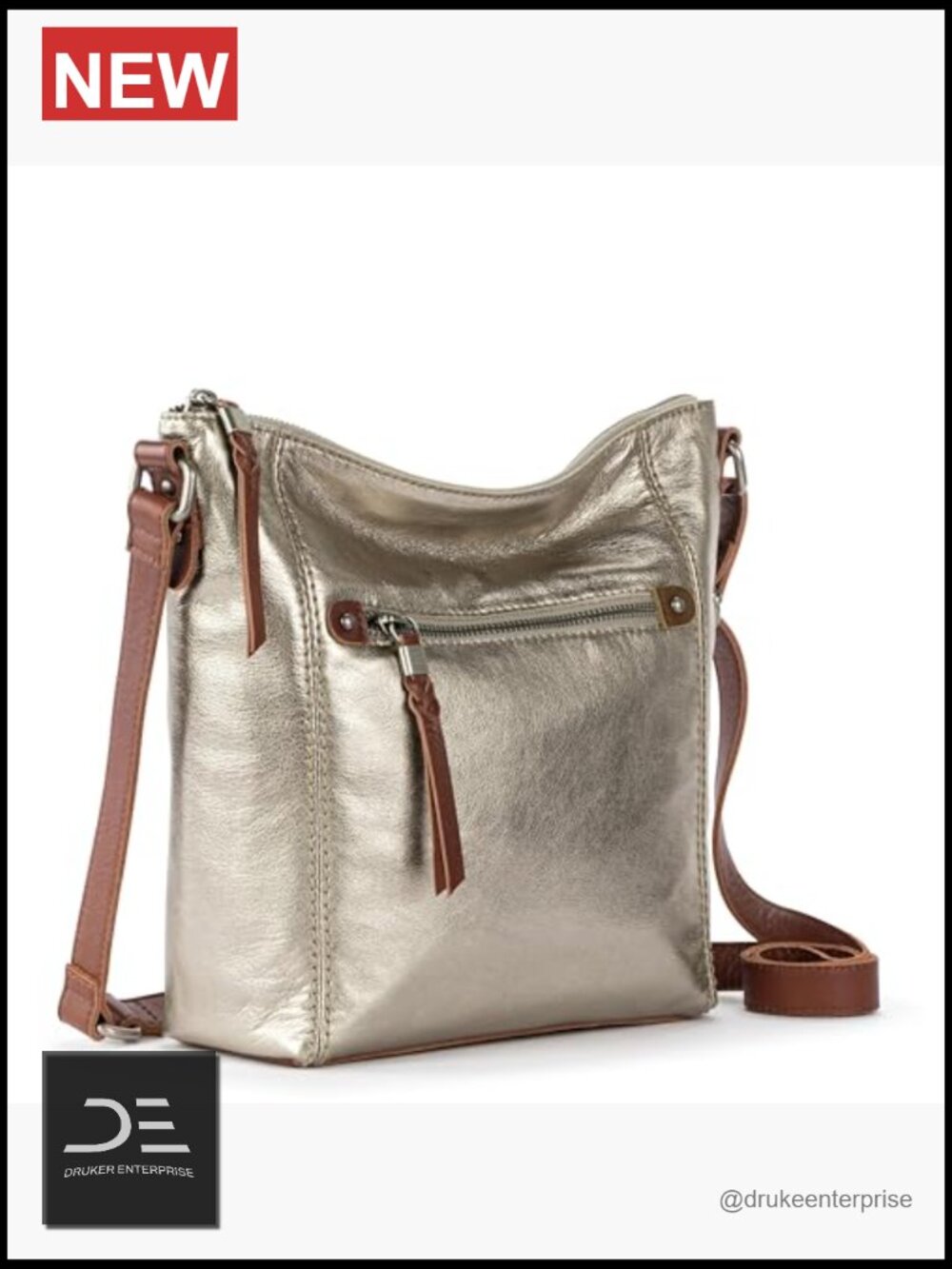 Leather Slouchy Crossbody Bag with Adjustable Strap - Picture 2 of 6